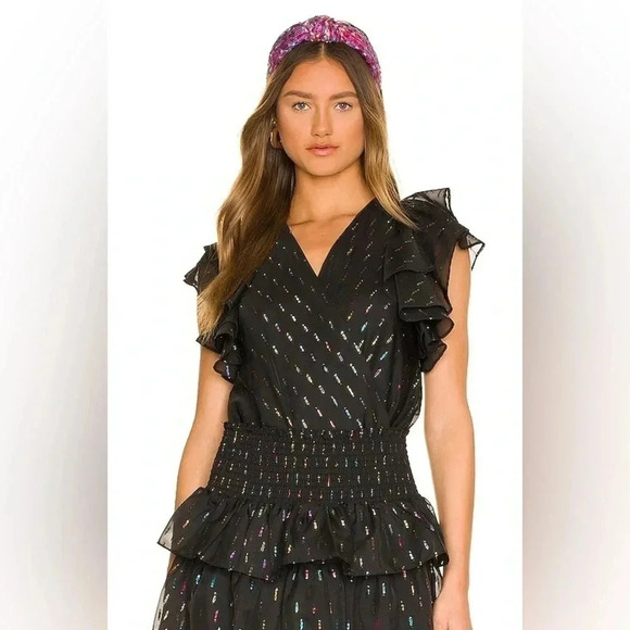 Amanda Uprichard SYCAMORE BODYSUIT in prism rainbow metallic Large - Picture 3 of 9